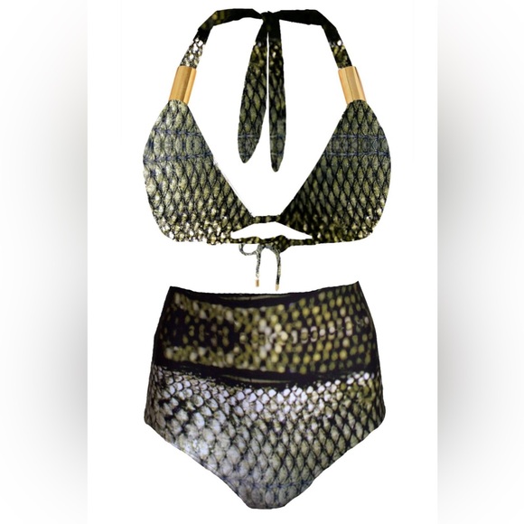 Vixen 2-way Halter Bikini & High-Waist Bottom SOLD AS SET (2 Pieces) - Picture 2 of 3